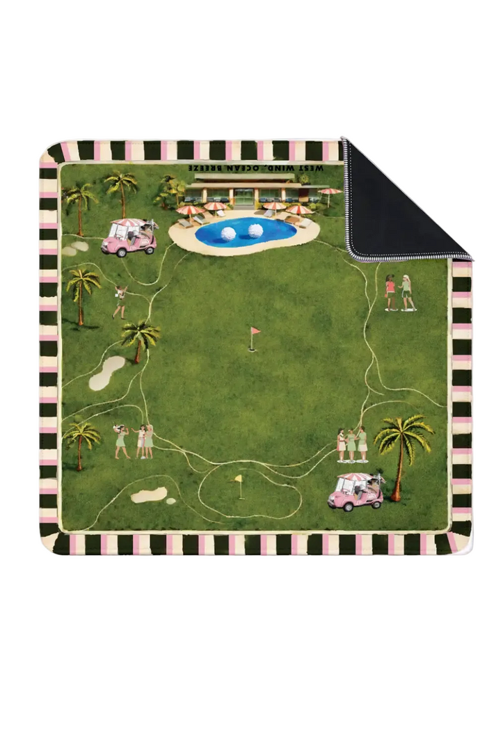 Girl Tribe Co - On the green golf mahjong mat 33"x33" by Girl Tribe Co