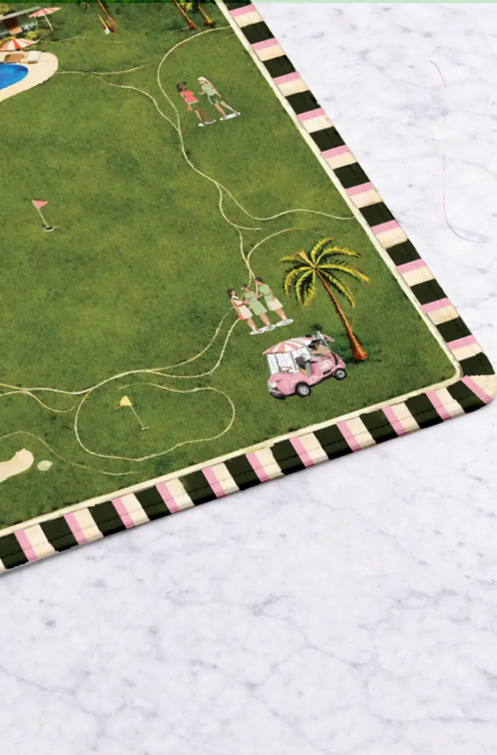 Girl Tribe Co - On the green golf mahjong mat 33"x33" by Girl Tribe Co