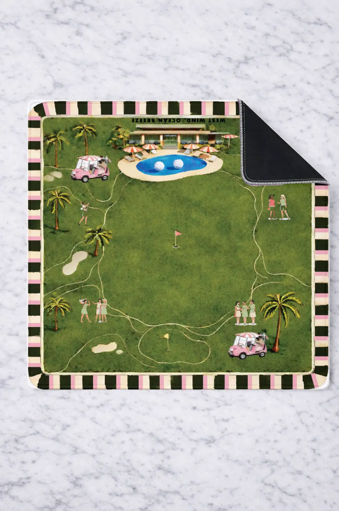 Girl Tribe Co - On the green golf mahjong mat 33"x33" by Girl Tribe Co