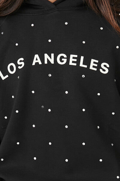 Girls Rhinestone Los Angeles Hoodie (Kids)