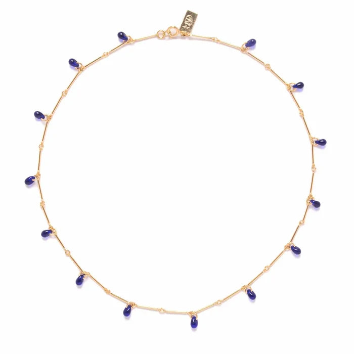 Glass Teardrop Fringe 16" Necklace