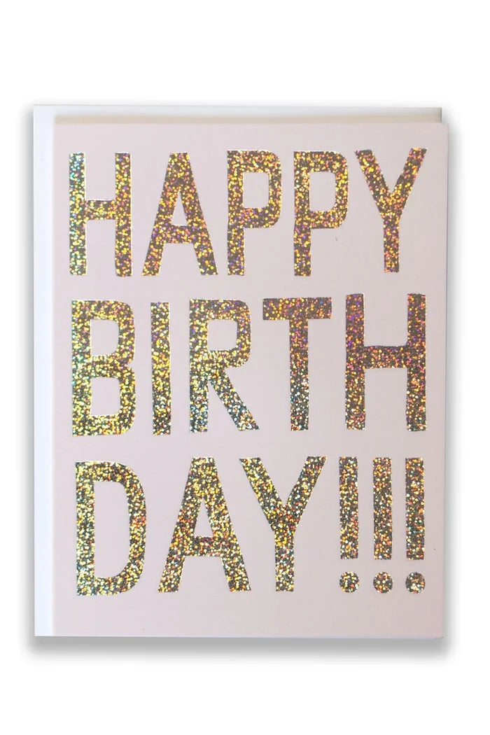 Glitter Hologram Foil Happy Birthday Note Card Apothecary Banquet Atelier & Workshop