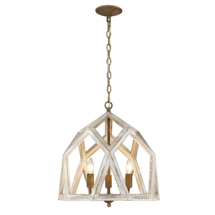Pendant Golden Lighting 0881-3P BC Asher 3 Light White Wood Pendant Golden Lighting
