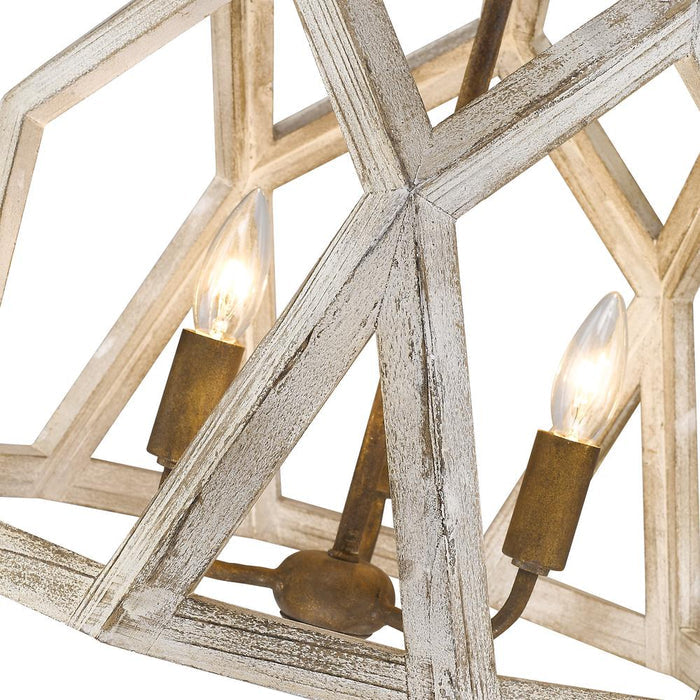 Pendant Golden Lighting 0881-3P BC Asher 3 Light White Wood Pendant Golden Lighting