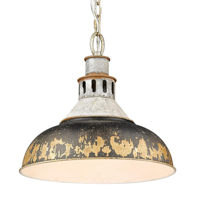 Pendant Golden Lighting Kinsley 1 Light Large Galvanized Steel Farmhouse Pendant Golden Lighting