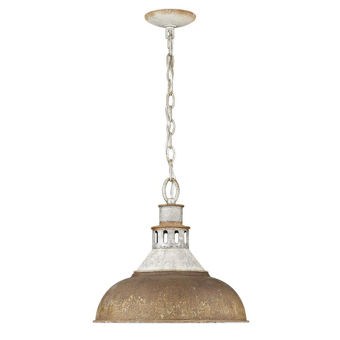 Pendant Golden Lighting Kinsley 1 Light Large Galvanized Steel Farmhouse Pendant Golden Lighting