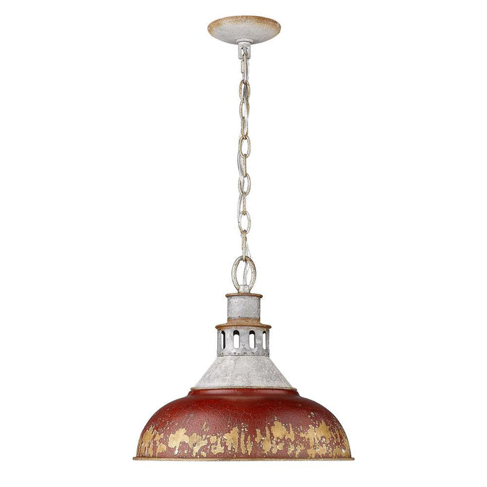 Pendant Golden Lighting Kinsley 1 Light Large Galvanized Steel Farmhouse Pendant Golden Lighting