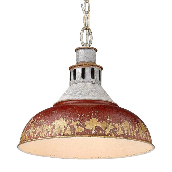 Pendant Golden Lighting Kinsley 1 Light Large Galvanized Steel Farmhouse Pendant Golden Lighting