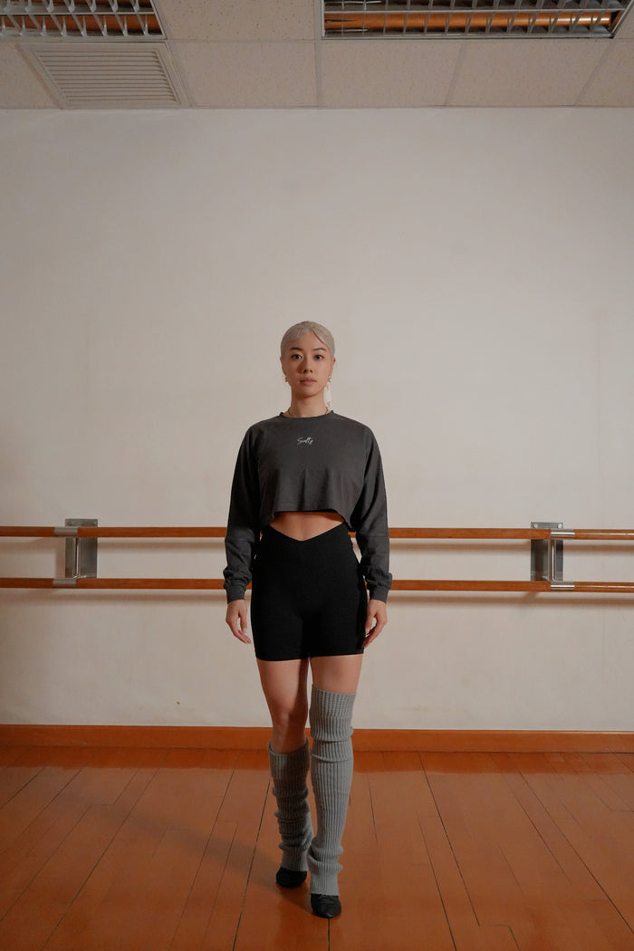 Gothic Long Sleeve Crop Top | Dark Grey