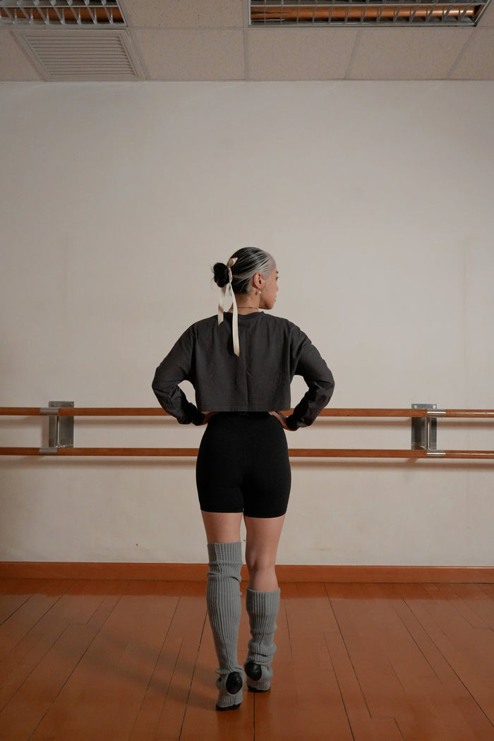 Gothic Long Sleeve Crop Top | Dark Grey