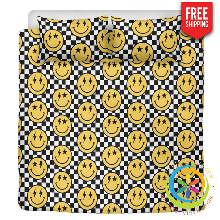 Groovy Happy Face Bedding Set Beige / Us Twin
