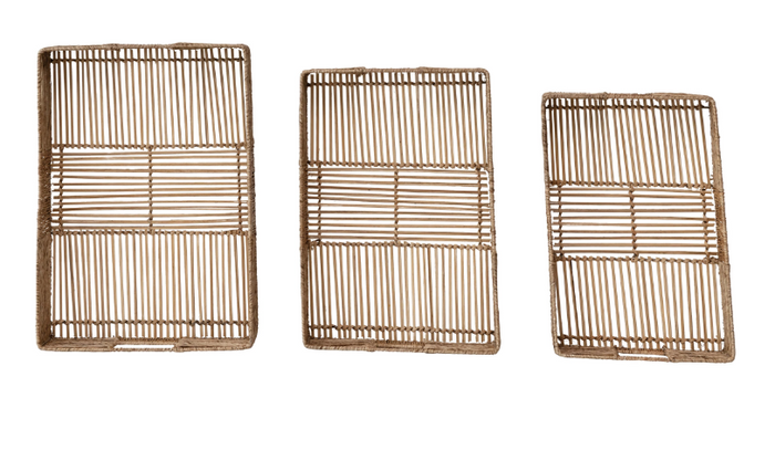 Hand-Woven Trays with Handles