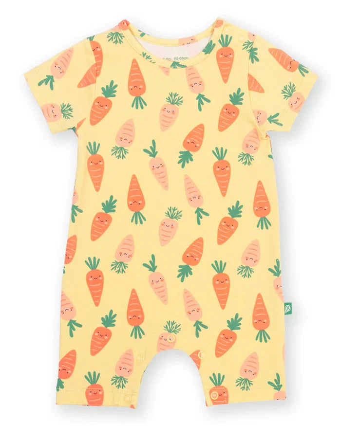 Happy Carrot Organic Baby Romper – Short Sleeve Organic Cotton Romper - Kite