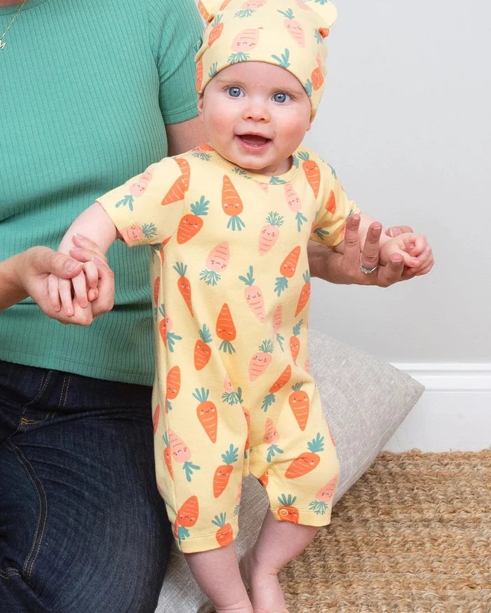 Happy Carrot Organic Baby Romper – Short Sleeve Organic Cotton Romper - Kite