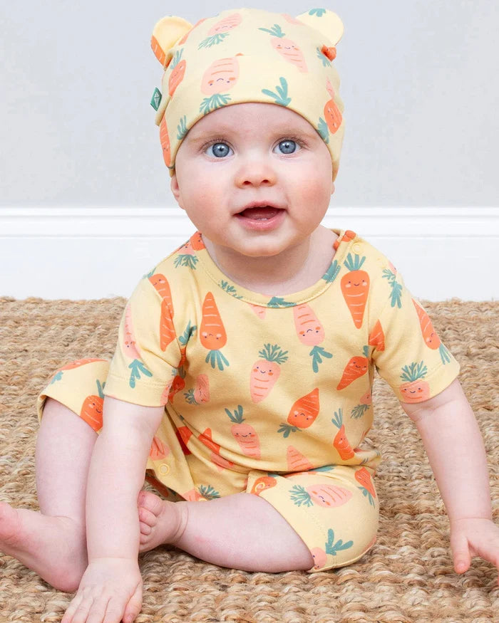 Happy Carrot Organic Baby Romper – Short Sleeve Organic Cotton Romper - Kite