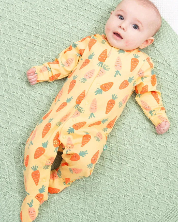 Happy Carrot Organic Baby Sleepsuit – Organic Cotton Babygrow - Kite