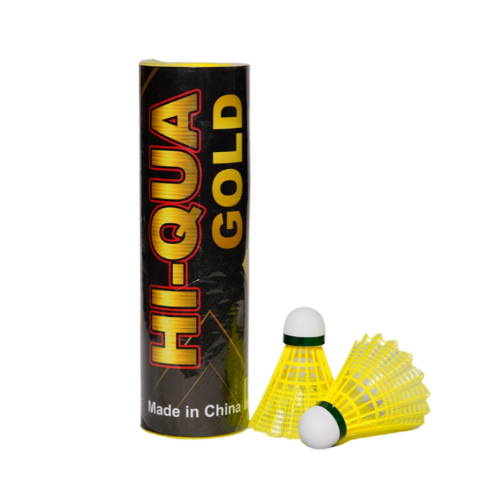 HI QUA GOLD BADMINTON NYLON SHUTTLE PLASTIC (PACK-6 GOLDEN)