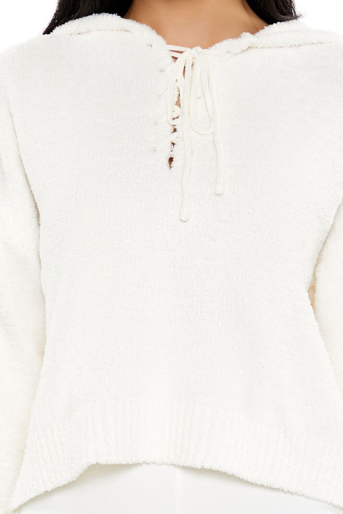Hooded Lace-Up Sweater