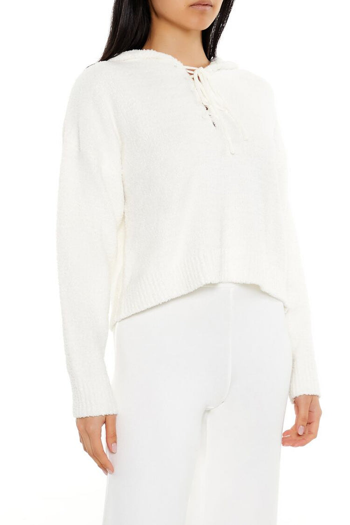 Hooded Lace-Up Sweater