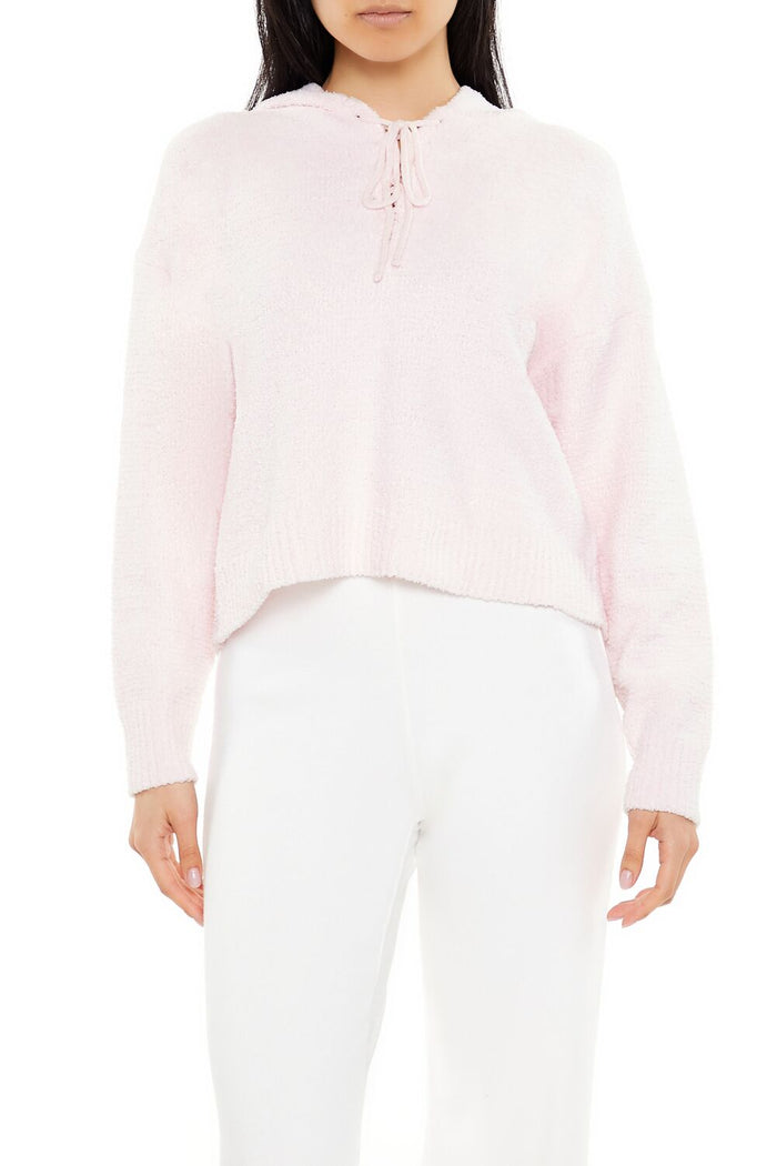 Hooded Lace-Up Sweater