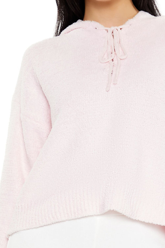 Hooded Lace-Up Sweater