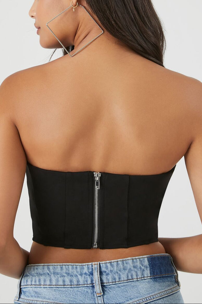 Hook-and-Eye Cropped Tube Top