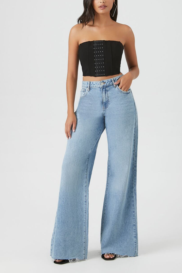 Hook-and-Eye Cropped Tube Top