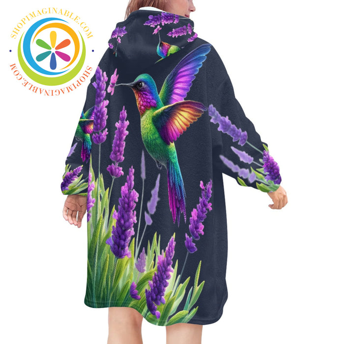 Hummingbirds Blanket Hoodie white / ONESIZE