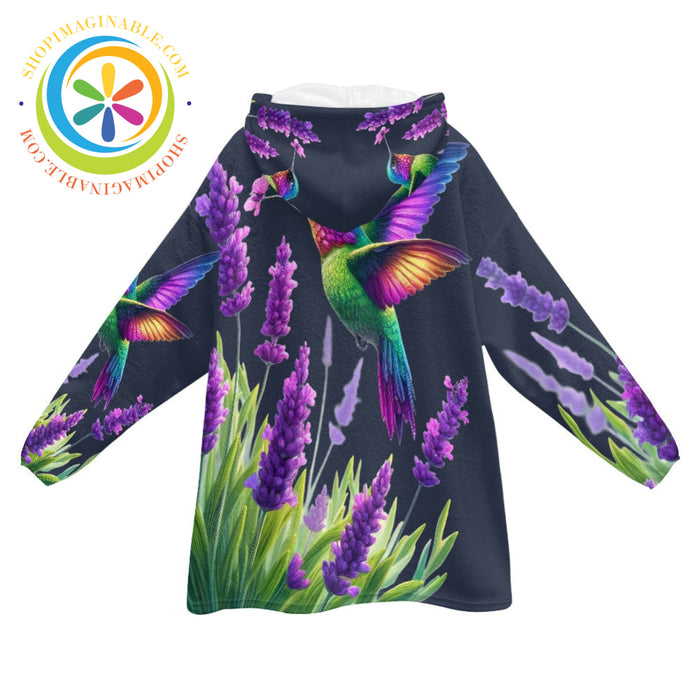Hummingbirds Blanket Hoodie white / ONESIZE