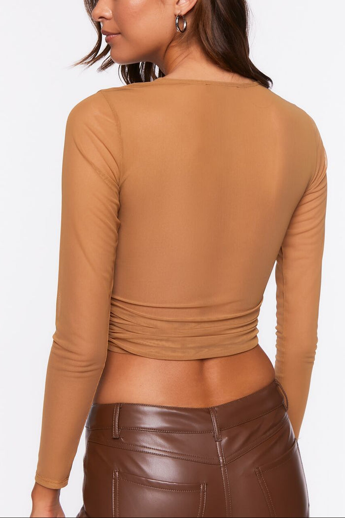 Illusion Neckline Corset Crop Top