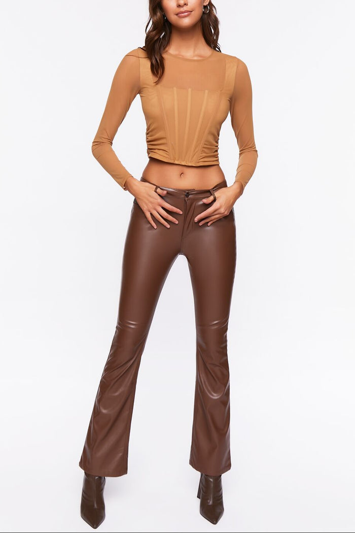 Illusion Neckline Corset Crop Top