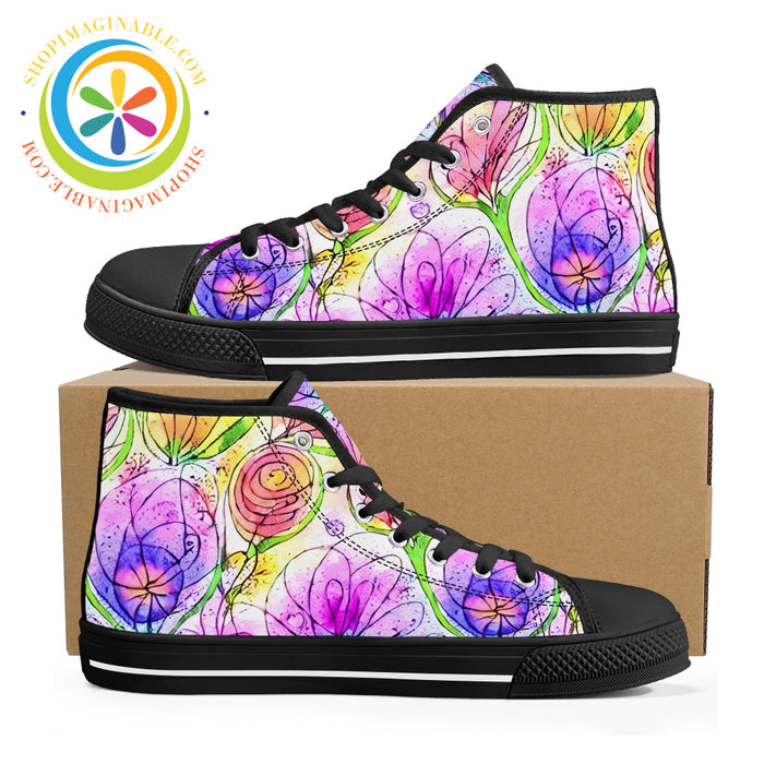 Impressionist Floral High Top Canvas Shoes