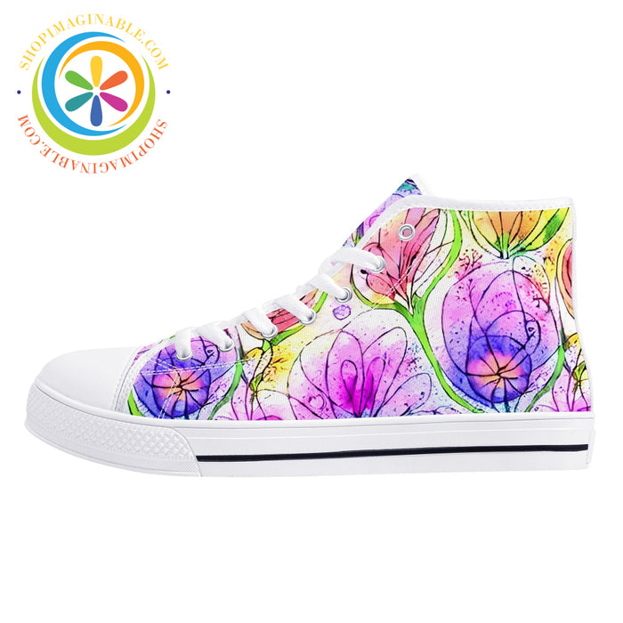Impressionist Floral High Top Canvas Shoes