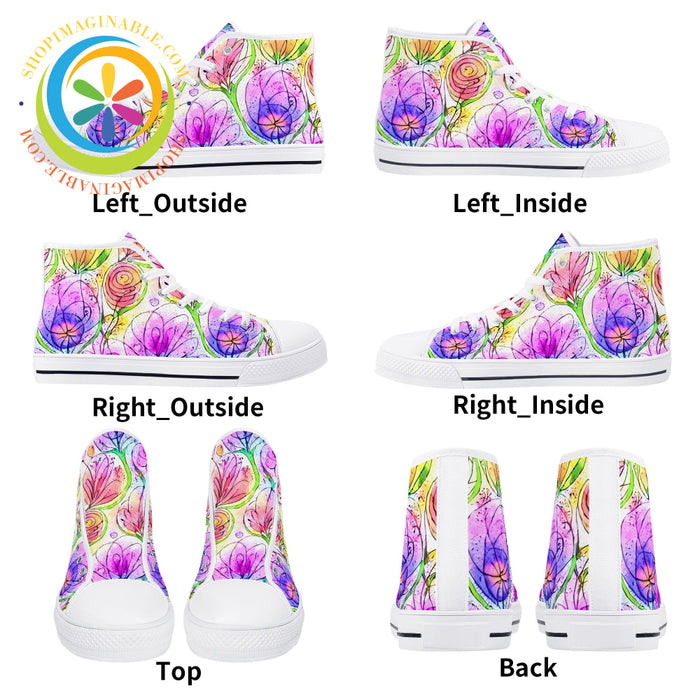 Impressionist Floral High Top Canvas Shoes