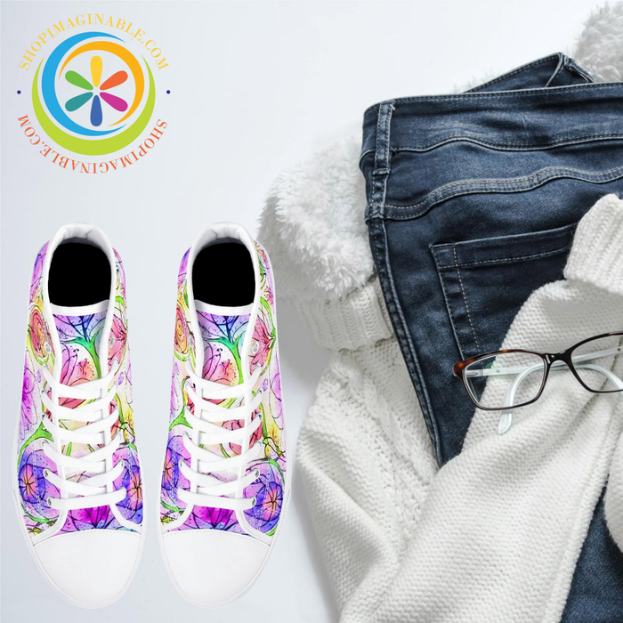 Impressionist Floral High Top Canvas Shoes