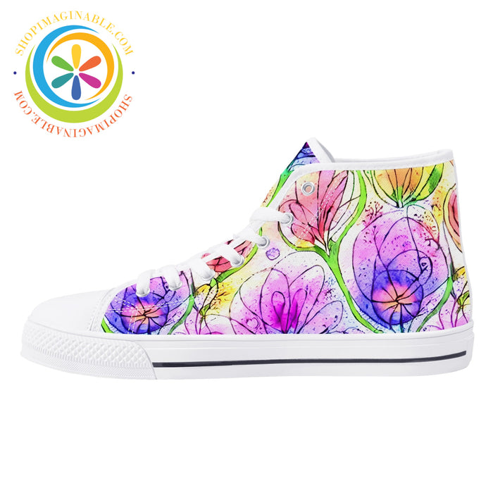 Impressionist Floral High Top Canvas Shoes