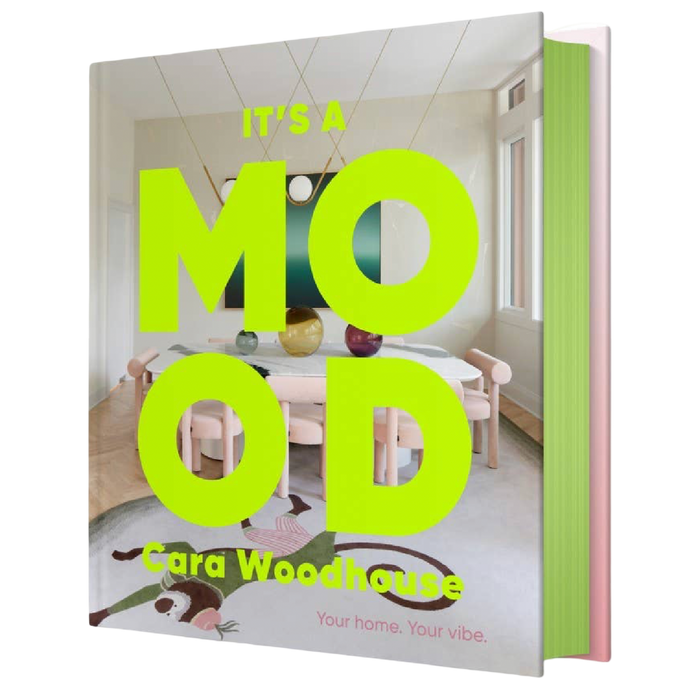 Book titled 'It's a MOOD' by Cara Woodhouse with a modern interior design on the cover.