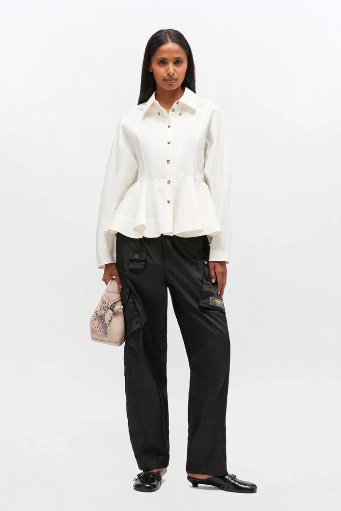 Ivory Peplum Shirt Tops Ganni