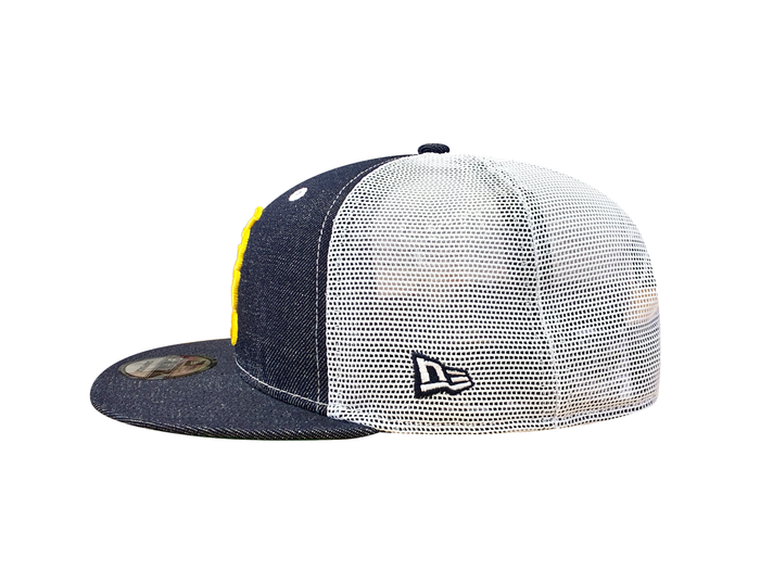 KAMEHAMEHA SNAPBACK "MAIZE & BLUE" DENIM TRUCKER