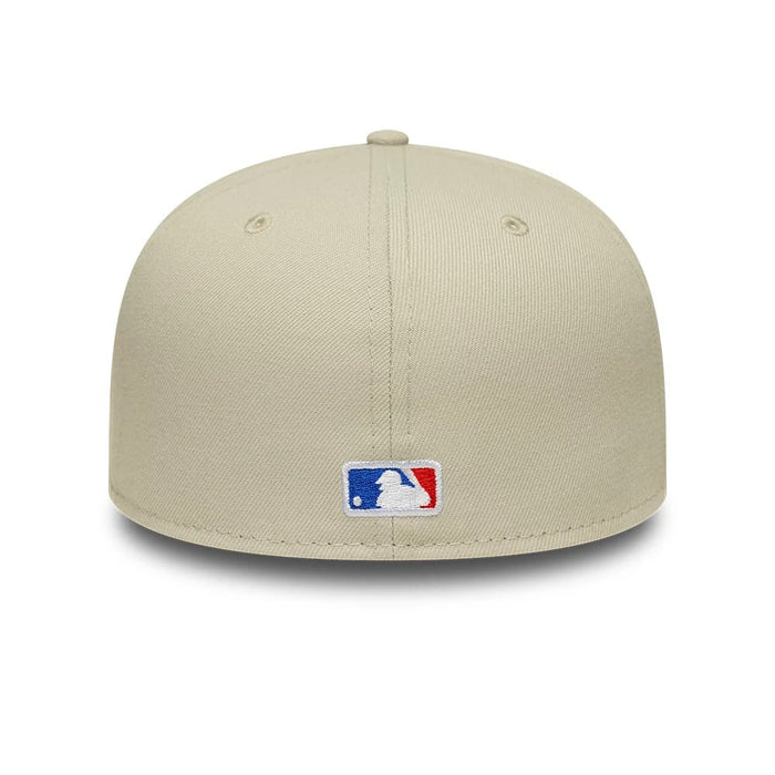 Pictured is this MLB LA Dodgers 59FIFTY Fitted cap in beige. 5