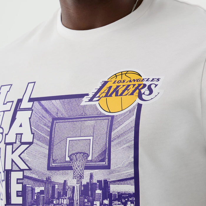 The model is wearing this NBA Graphic LA Lakers T-Shirt in white. 5