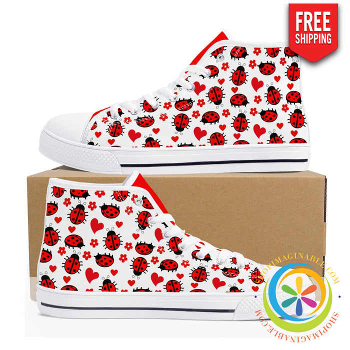 Ladybug Love Ladies High Top Canvas Shoes