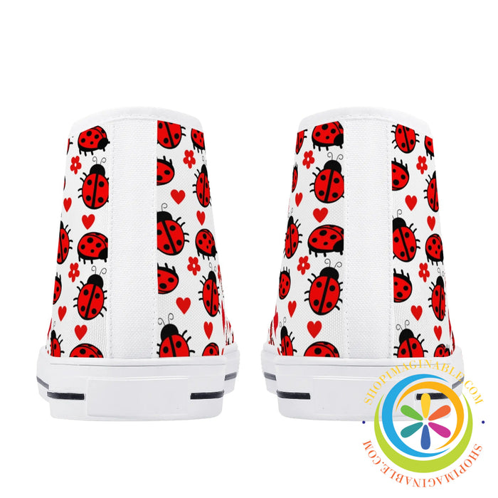 Ladybug Love Ladies High Top Canvas Shoes