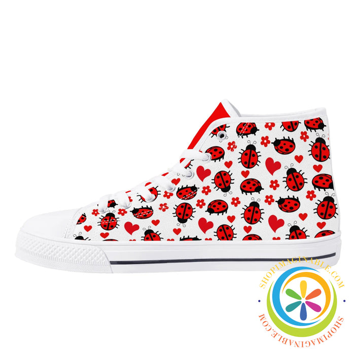 Ladybug Love Ladies High Top Canvas Shoes