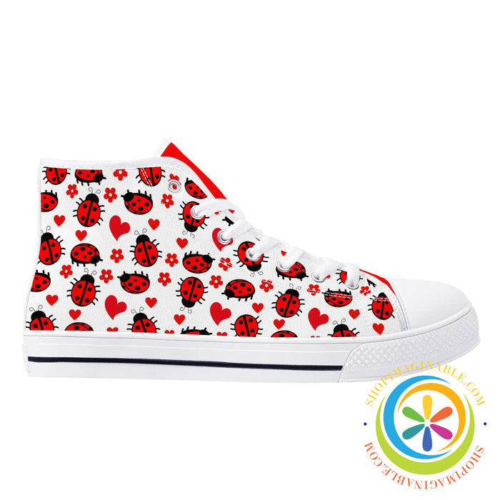 Ladybug Love Ladies High Top Canvas Shoes