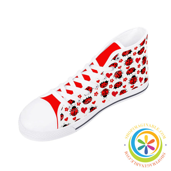 Ladybug Love Ladies High Top Canvas Shoes