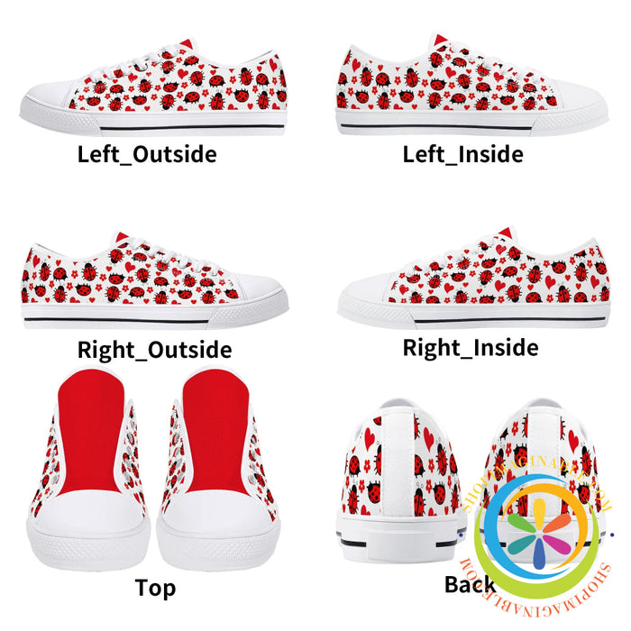 Ladybugs Love Ladies Low Top Canvas Shoes