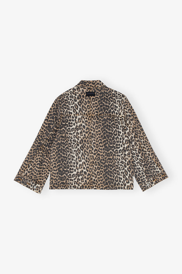 Leopard Printed Denim Jacket Jackets & Coats Ganni