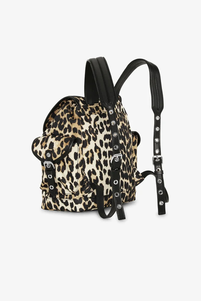 Leopard Small Nylon Bucky Backpack Accessories Ganni