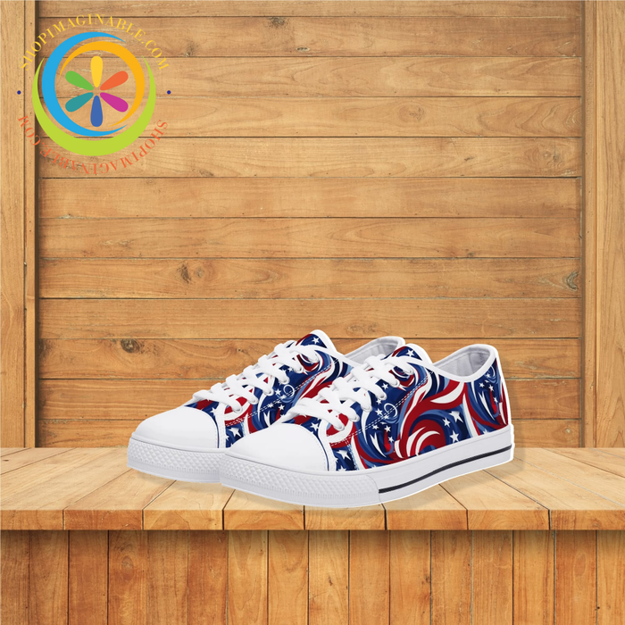 Let Freedom Ring! Ladies Low Top Canvas Shoes